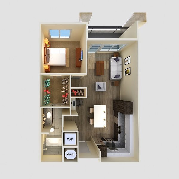 1Br 1Ba Floor Plan 1